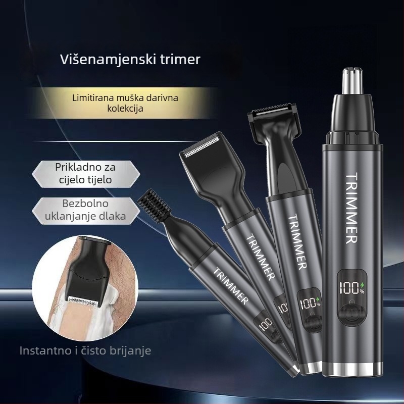 Nothing 4-u-1 električni grooming trimer za nos i lice: trimer za obrve, mini brijač, trimer za bočne brkove; punjivi, odvojiva periva glava, ugrađena baterija 100–300 mAh