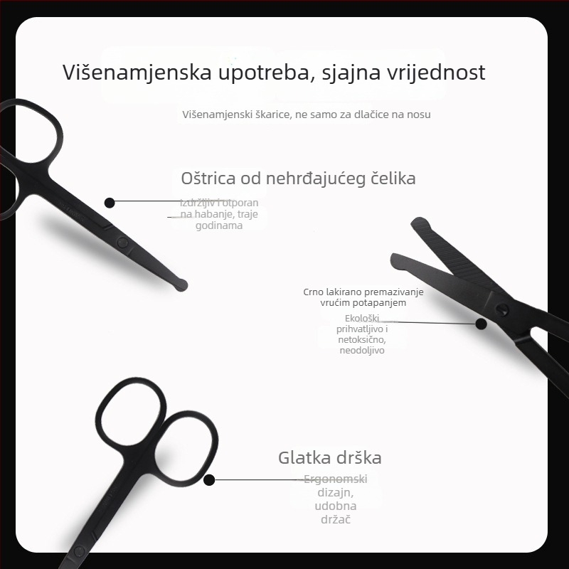 Nehrđajući čelični trimer nosnih dlačica s okruglom glavom, ručni, periv, za muškarce i žene