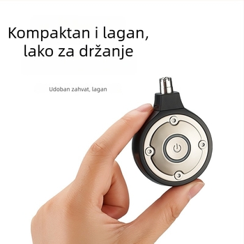 Kompaktni električni trimer za nosne dlačice s ugrađenom baterijom, trajanje rada više od 7 dana, vrijeme punjenja 1,5 h