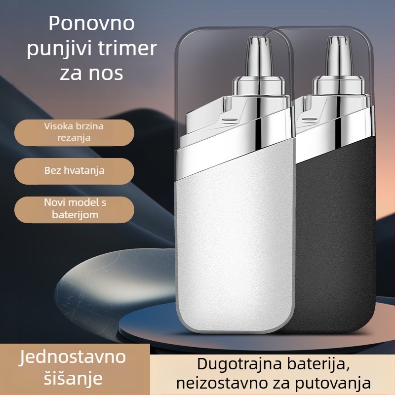 Električni trimer za nosne dlačice, punjiv, periv, s ugrađenom baterijom