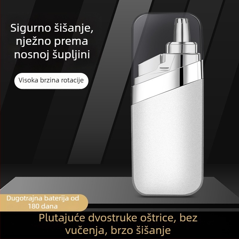 Električni trimer za nosne dlačice, punjiv, periv, s ugrađenom baterijom
