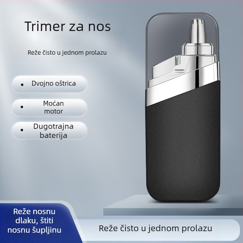 Električni trimer za nosne dlačice, punjiv, periv, s ugrađenom baterijom