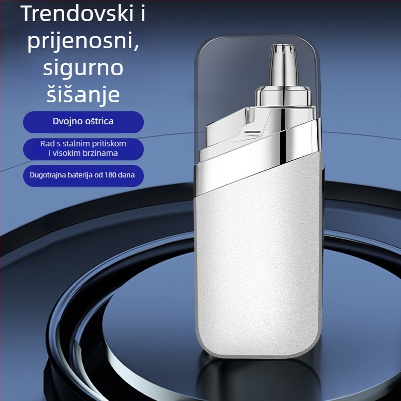 Električni trimer za nosne dlačice, punjiv, periv, s ugrađenom baterijom