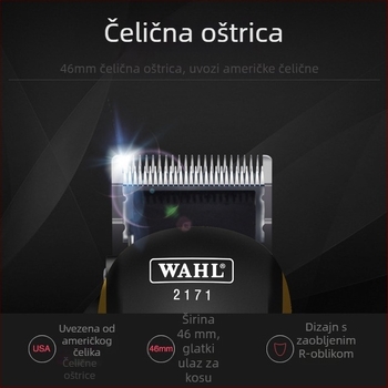 Wall 2171 kabelska mašina za šišanje kose, motor s četkom, oštrica od titanijskog legura, odvojiva periva glava