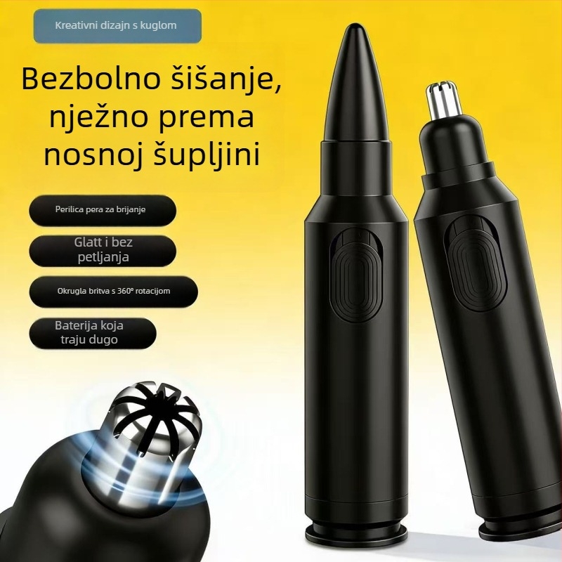 Električni trimer za nosne dlake – za žene i muškarce, s odvojivom i perivom glavom oštrice, ugrađena baterija 100–300 mAh, bežično punjenje, trajanje baterije više od 7 dana
