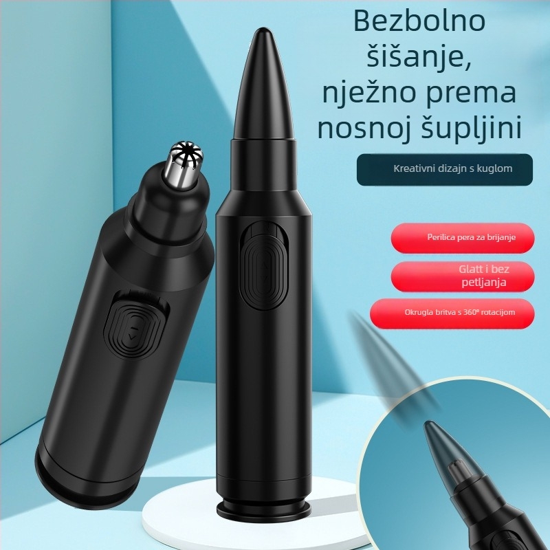 Električni trimer za nosne dlake – za žene i muškarce, s odvojivom i perivom glavom oštrice, ugrađena baterija 100–300 mAh, bežično punjenje, trajanje baterije više od 7 dana