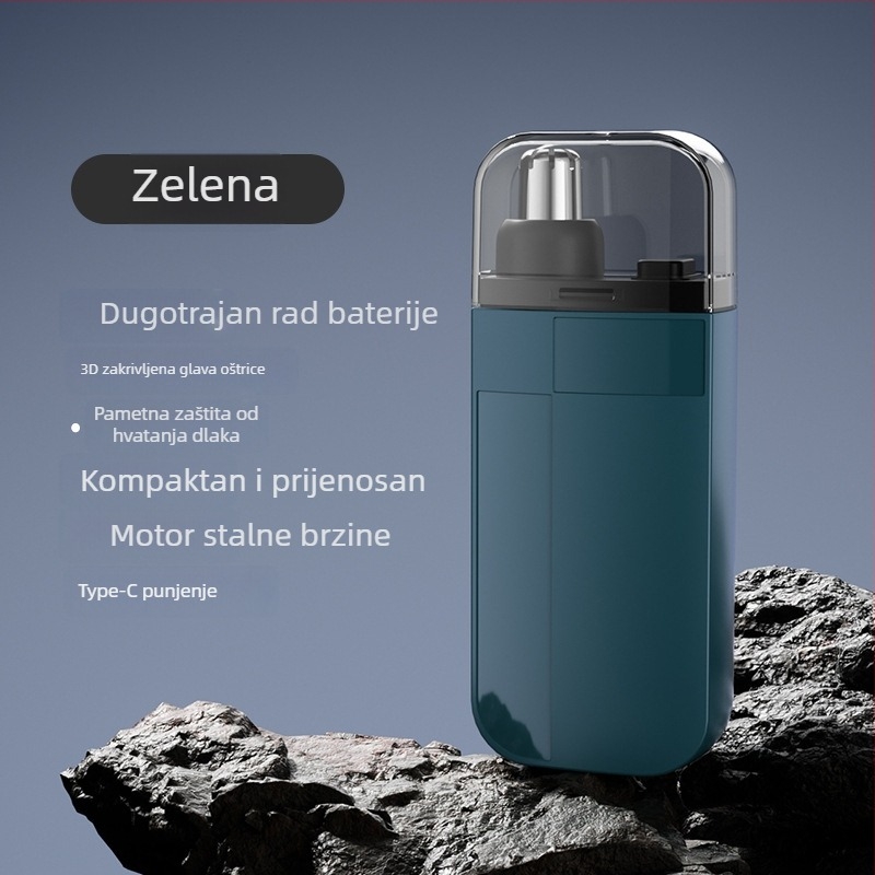 Električni trimer za nos za muškarce, punjiv, odvojiva i periva glavica za rezanje, ABS materijal