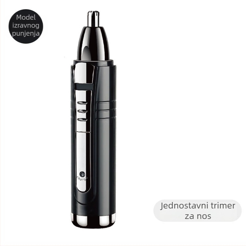 Trimer za nos s dvije glave – 3 u 1: za nos, obrvu i brijanje; punjivi model; zamjenjiva i periva glava; težina 61 g; trajanje baterije više od 7 dana