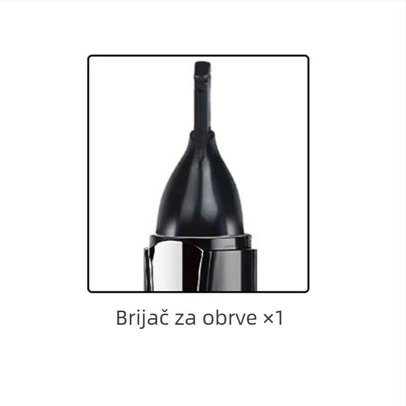 Trimer za nos s dvije glave – 3 u 1: za nos, obrvu i brijanje; punjivi model; zamjenjiva i periva glava; težina 61 g; trajanje baterije više od 7 dana