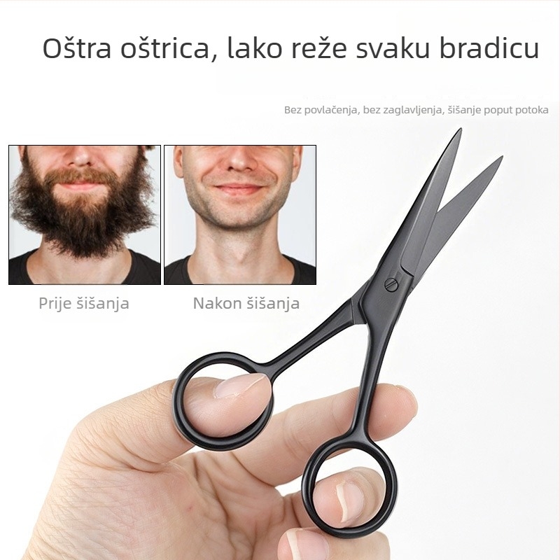 Set škare za njegu s nehrđajućim čelikom za obrve, trepavice, lice, bradu i nosnu kosu – Record Work
