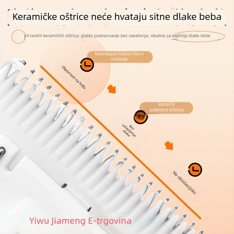 Dječji šišač za kosu s automatskim usisavanjem dlačica, tih električni, keramička oštrica