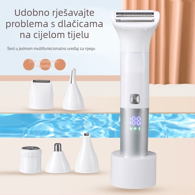 Ženski USB punjivi električni brijač i trimming set, potpuno perivo tijelo, nehrđajuća oštrica, četkani motor, FR-998, 320 g, mokro i suho korištenje