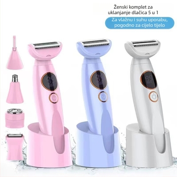 Ženski električni brijač i epilator pet u jednom, model 733, 5 oštrica, USB napajanje, ABS kućište, vodootporan
