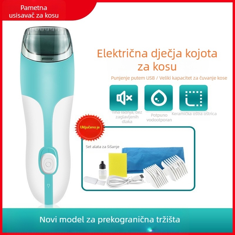 Milody dječji električni šišač kose – punjivi, vodootporni, keramički oštrica, ugrađena baterija 500-800 mAh, buka 46-70 dB