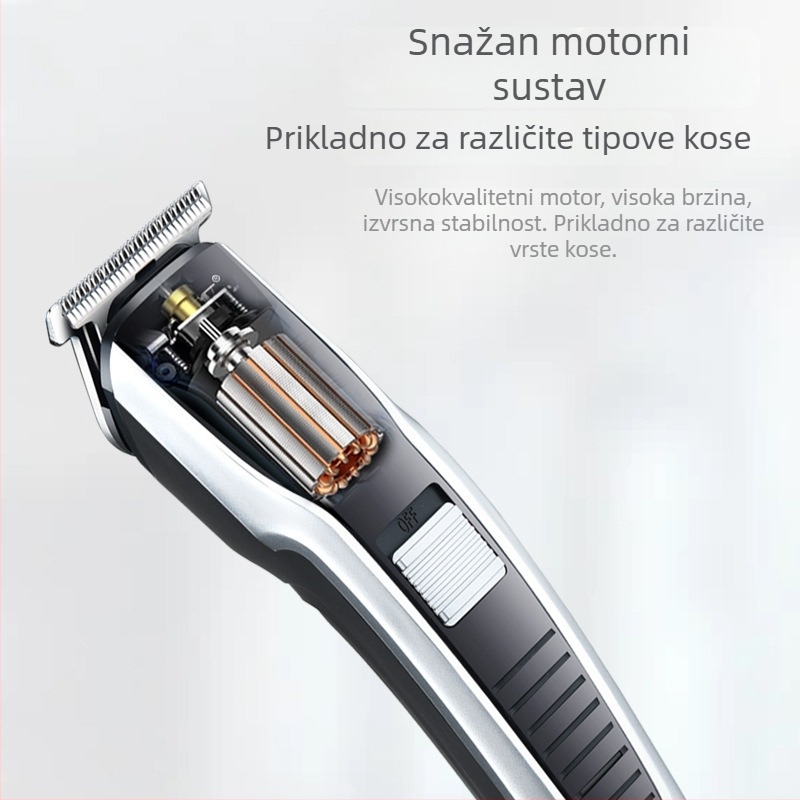 HTC električna mašinica za šišanje kose za kućnu upotrebu, pogodna za odrasle i djecu, s integriranom baterijom (500–800 mAh), motor s četkicama, vodootporna, model AT-538