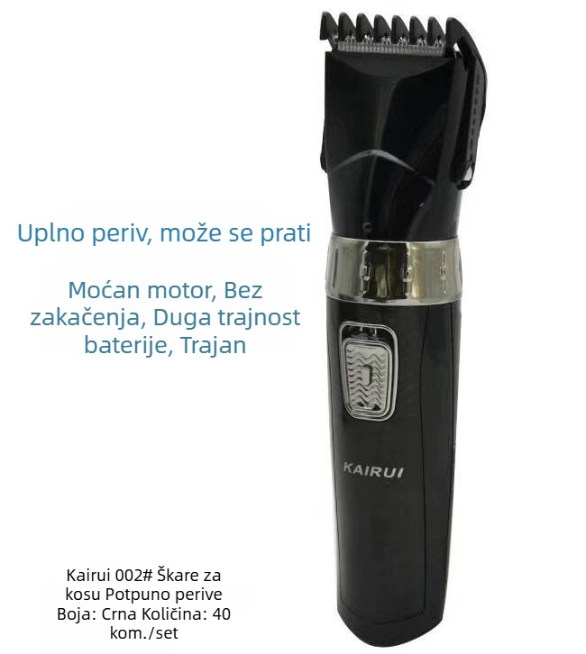 Električni šišač za kosu HC-002 — punjivi, model 002, 220V, vodootporan, univerzalan.