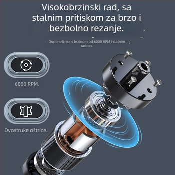 Muški električni trimer za nos, punjiv, periva glava za rezanje, ABS kućište, ugrađena baterija 300–500 mAh, trajanje baterije preko 15 dana