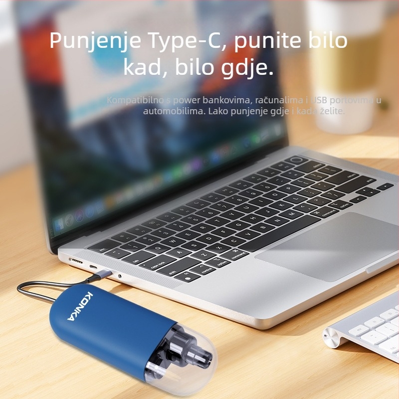 Muški električni trimer za nos, punjiv, periva glava za rezanje, ABS kućište, ugrađena baterija 300–500 mAh, trajanje baterije preko 15 dana