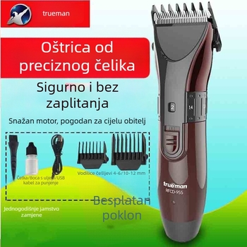 Trueman Real Man bežični električni podšišač za kosu, titanijumska oštrica, ravna glava, za odrasle i djecu