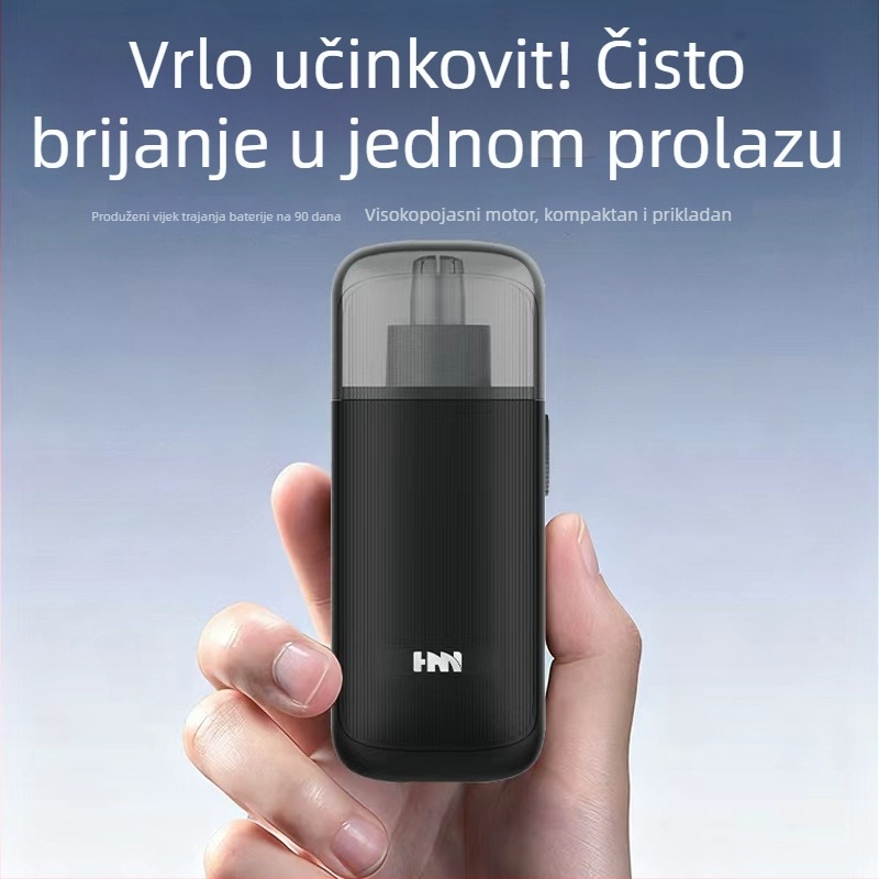 Električni trimer za nosne dlačice, kompaktan, ABS kućište, litijeva baterija, odvojiva i periva glava, trajanje baterije preko 30 dana