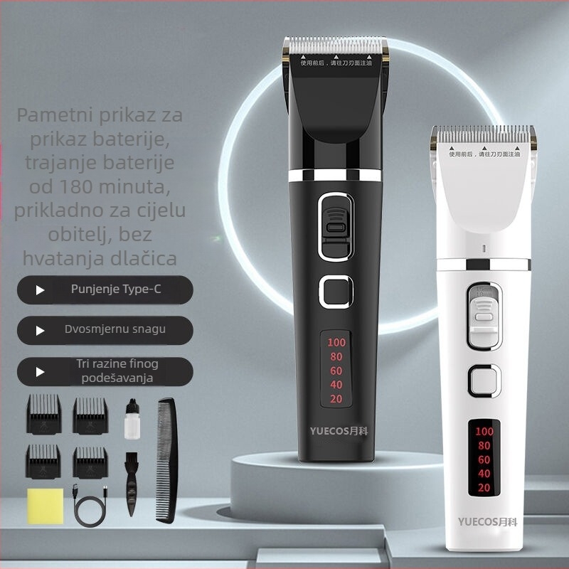 Električni podrezivač za kosu YK-8005, keramička oštrica, ugrađena baterija 1000–1200 mAh, trajanje 1–3 sata, punjivi