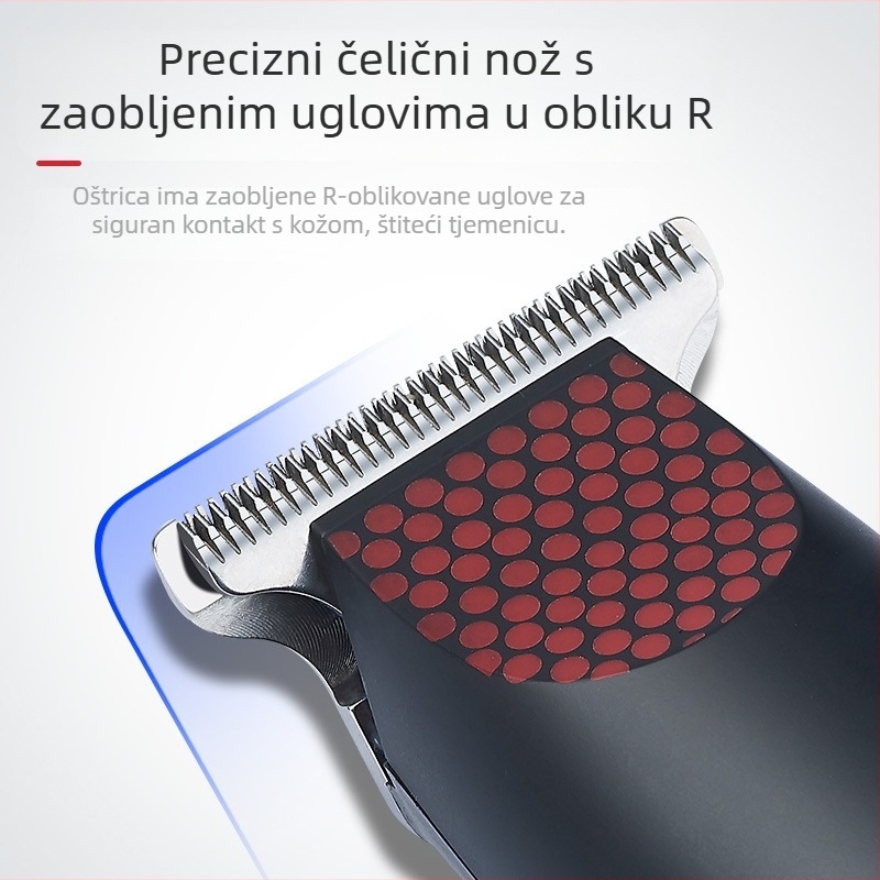 Električna mašinica za kosu s USB punjenjem, vodootporna, potpuno periva, s motorom s četkicama, oštrice od finog čelika, ugrađena baterija 500–800 mAh