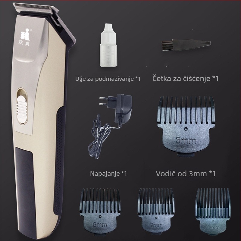 Kosač za kosu za odrasle i djecu, punjiva, motor s četkicom, oštrica od titanijeve legure, vodootporan, periva glava za rezanje, ugrađena baterija 1000–1200 mAh, buka ispod 36 dB