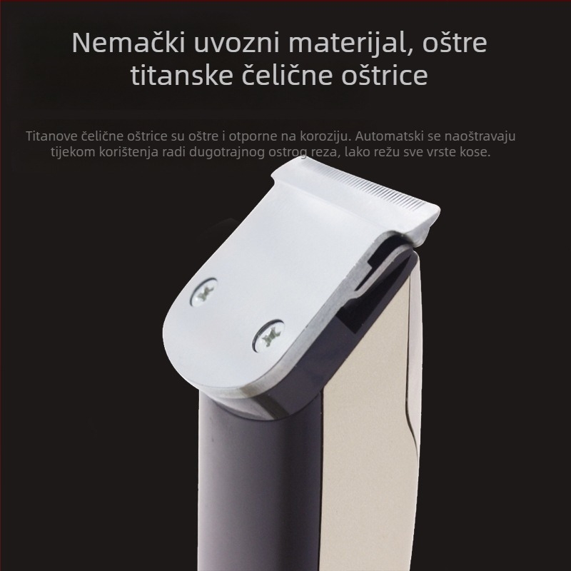Kosač za kosu za odrasle i djecu, punjiva, motor s četkicom, oštrica od titanijeve legure, vodootporan, periva glava za rezanje, ugrađena baterija 1000–1200 mAh, buka ispod 36 dB