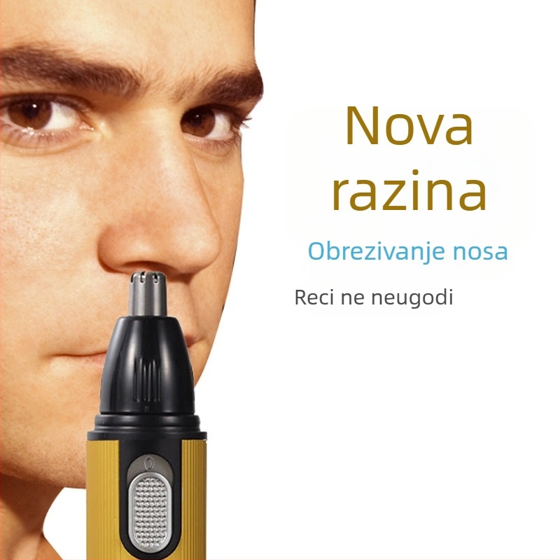Multifunkcionalni električni trimer za nos i obrve | uklonjiva periva glava za rezanje | USB punjenje, ugrađena baterija 300–500 mAh, ABS + nehrđajući čelik