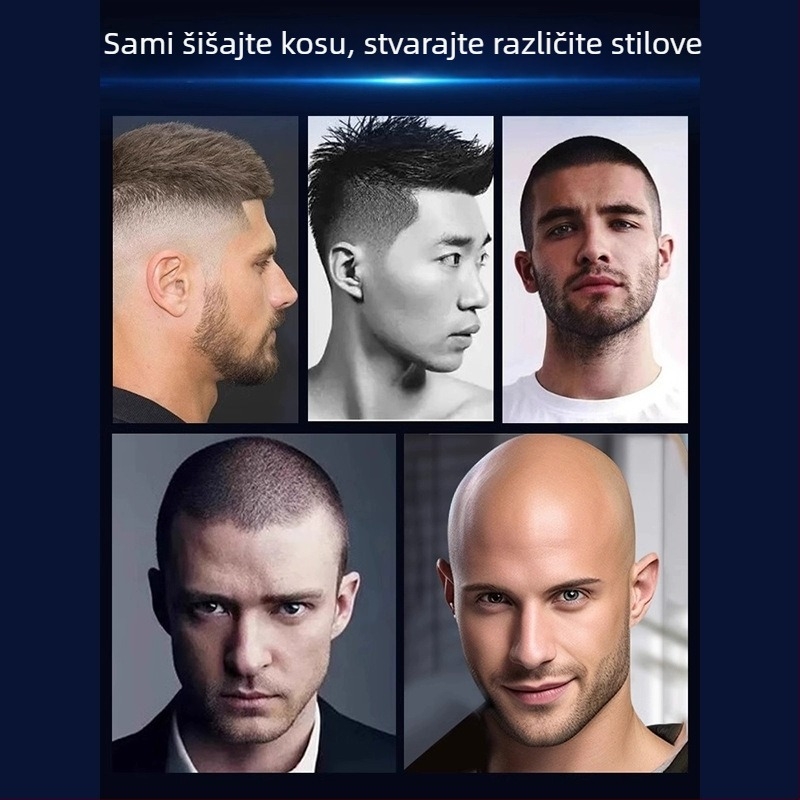Comans Električna mašina za šišanje muškaraca – ponovno se puni, vodootporna, s četkasti motorom, nože od finog čelika, ugrađena baterija, za šišanje kose i brijanje