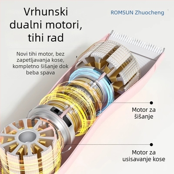 Dječji klip za kosu – tiho rada, automatsko usisavanje dlačica, punjiv, 5W, vodootporan, električni klip za kosu