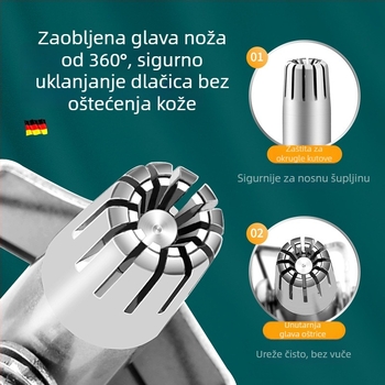 Zhuoqi trimer za nosne dlake – nehrđajući čelik, napajanje iz mreže, potpuno periv