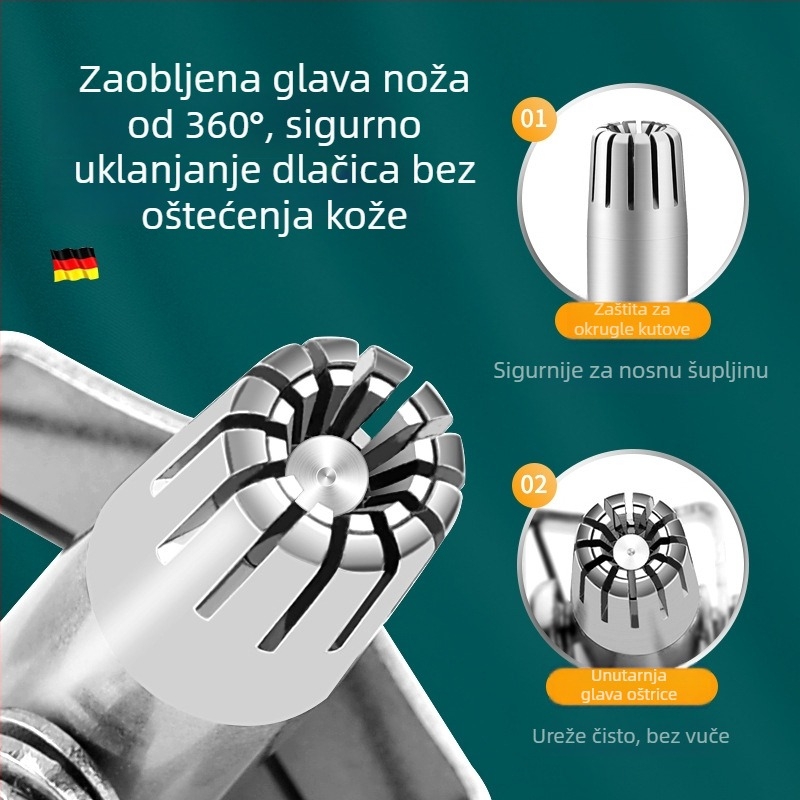 Zhuoqi trimer za nosne dlake – nehrđajući čelik, napajanje iz mreže, potpuno periv