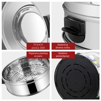 Komerični električni parivač s više od tri sloja, kapacitet 10 L+, 3200 W, 220 V/50 Hz, mehaničko upravljanje