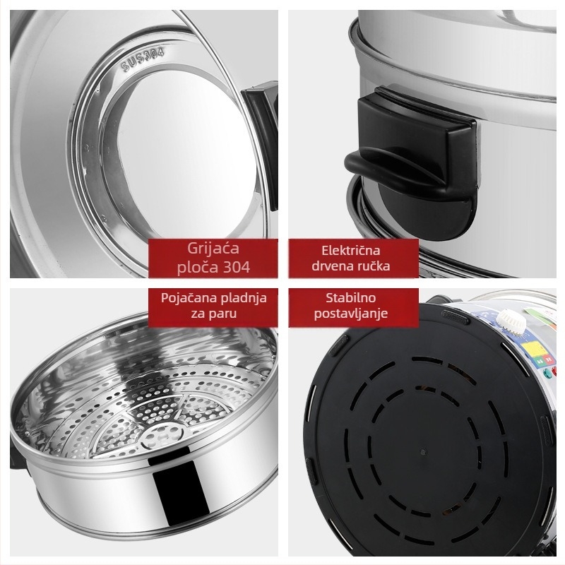 Komerični električni parivač s više od tri sloja, kapacitet 10 L+, 3200 W, 220 V/50 Hz, mehaničko upravljanje