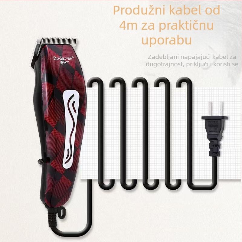 Kablom povezani aparat za šišanje kose za salon, model 518 nadograđeni, kabel duljine 4 m, snaga 28 W, oštrice od nehrđajućeg čelika, pogodno za odrasle i djecu