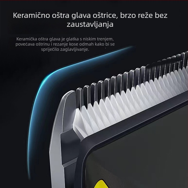 Šišač kose - baterijsko napajanje, brushless motor, oštrica od nehrđajućeg čelika, izmjenjiva baterija 300–500 mAh, radno vrijeme 0–1 h