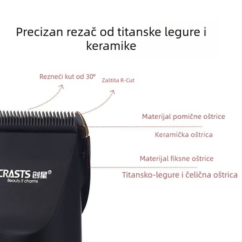 Električni šišač za kosu za odrasle i djecu, punjiv, tih, keramičke oštrice, uklonjiva i periva glava za rezanje