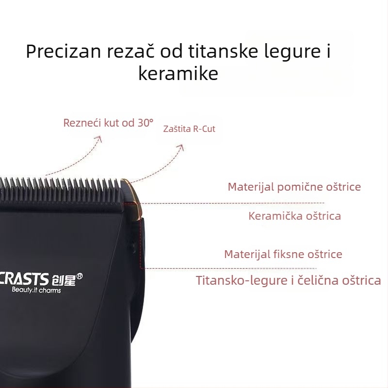 Električni šišač za kosu za odrasle i djecu, punjiv, tih, keramičke oštrice, uklonjiva i periva glava za rezanje