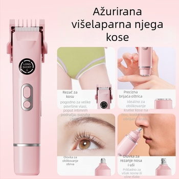 USB napajani višestruki epilator i brijač za žene i muškarce; trimanje obrva i dlaka nosa; četiri zamjenjive glave