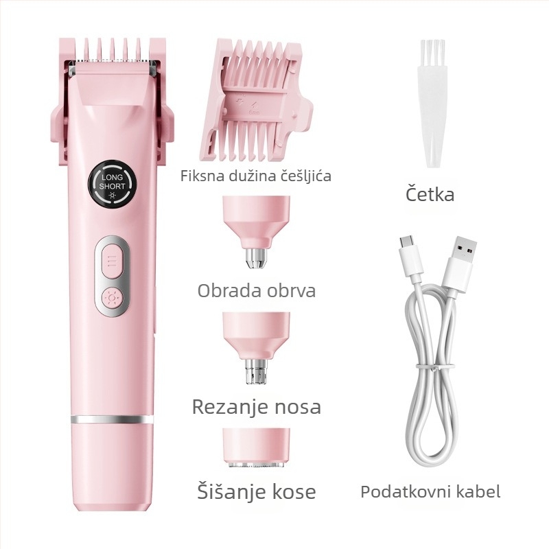 USB napajani višestruki epilator i brijač za žene i muškarce; trimanje obrva i dlaka nosa; četiri zamjenjive glave