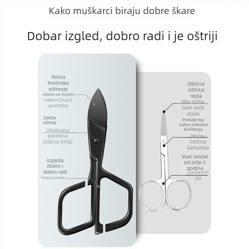 Trimer za nosne dlake od nehrđajućeg čelika s okruglom glavom, napajanje baterijom ili solarnom energijom, potpuno se pere
