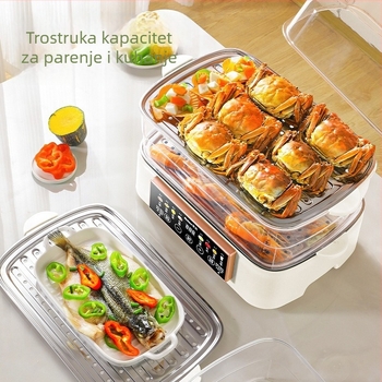 Električni parni lonac, kapacitet 10 L+ i više, višeslojna konstrukcija (3+ slojeva), unutarnji lonac od nehrđajućeg čelika, 1500 W, upravljanje mikroprocesorom