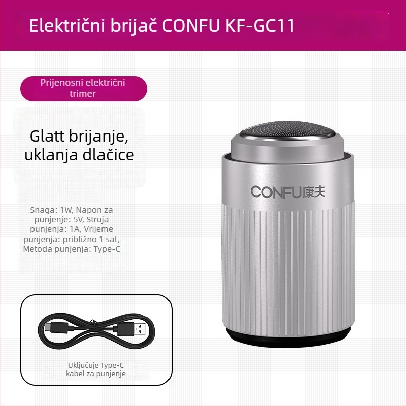 Električni brijač Neighbor Deer s rotacijskom glavom s dvije oštrice, plutajuća glava, ugrađena baterija 800–1000 mAh