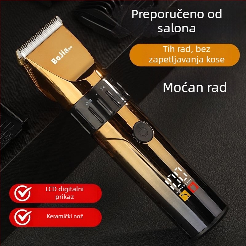 Električni šišač za kosu s dvostrukim napajanjem, keramičke oštrice, brushless motor, nije vodootporan
