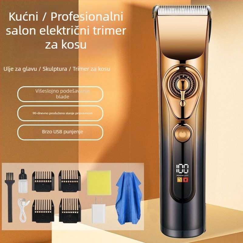 Električni šišač za kosu s dvostrukim napajanjem, keramičke oštrice, brushless motor, nije vodootporan