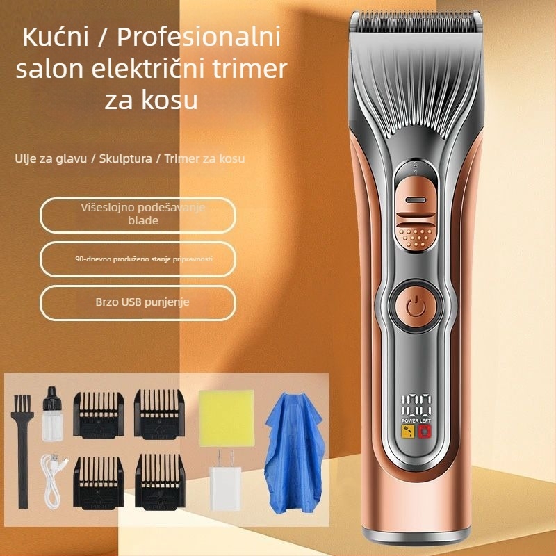 Električni šišač za kosu s dvostrukim napajanjem, keramičke oštrice, brushless motor, nije vodootporan