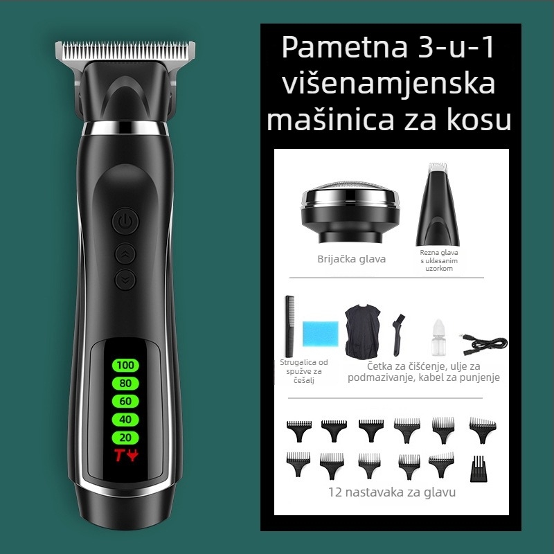 Sense of intellect bežični aparat za šišanje kose – punjiv, potpuno periv, nože od nehrđajućeg čelika, vodootporan, za opću uporabu
