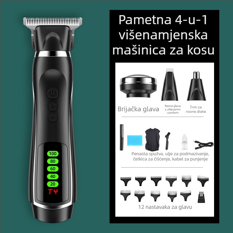 Sense of intellect bežični aparat za šišanje kose – punjiv, potpuno periv, nože od nehrđajućeg čelika, vodootporan, za opću uporabu