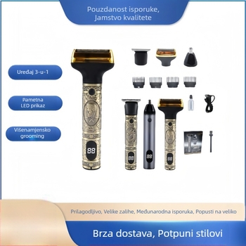 Trimer za nosne dlačice s dvostrukom glavom, LED zaslon, punjivi, mokro i suho korištenje, više od 60 minuta rada